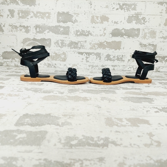 New Crevo, Alma Black Braided Strap Bohemian Leather Sandals F691 - Picture 7 of 11